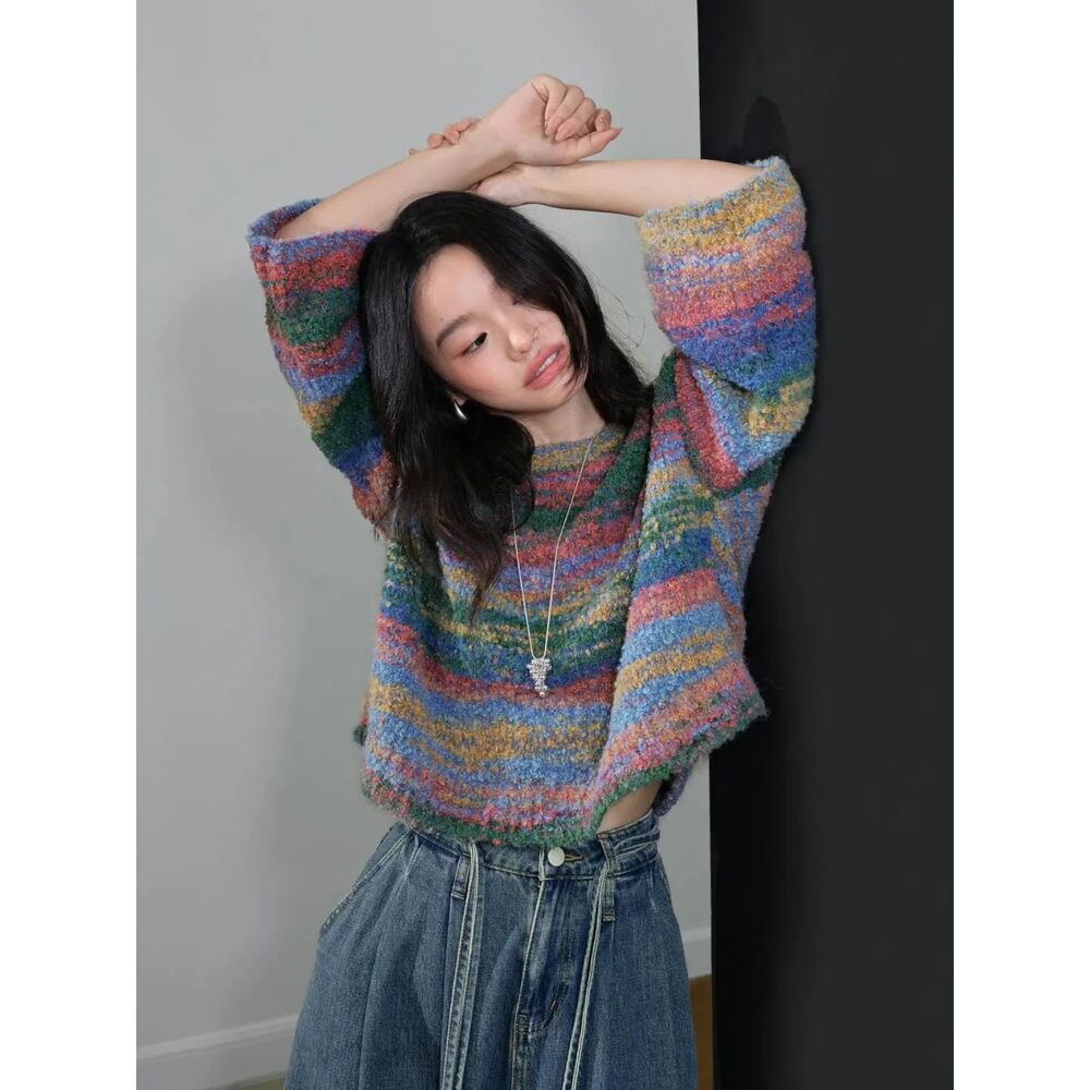 Vintage Multicolor Knit Sweater - Size Medium